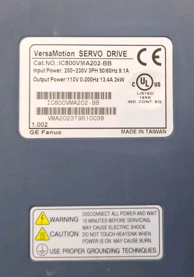 GE FANUC IC800VMA202-BB VersaMotion SERVO DRIVE 200-230V 3PH 50/60Hz FAST SHIP